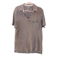 J.Crew Piqu polo shirt in indigo stripe 100 Cotton Size M AH511