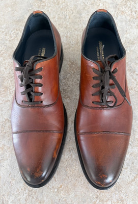 johnson and murphy mens flynch cap toe dress shoes.  Tan Italian calfskin.