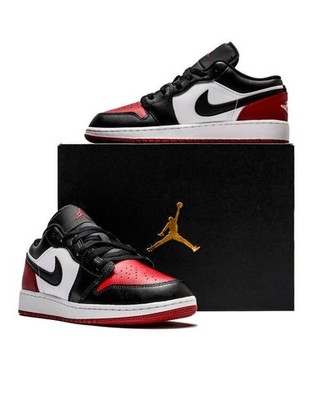Nike Air Jordan 1 Low (GS) Shoes White Black Varsity Red 553560