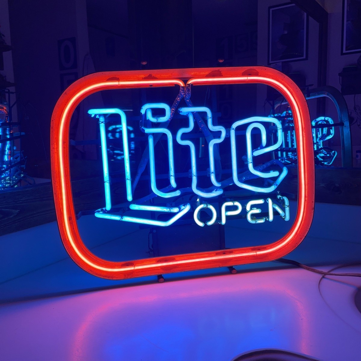 Lite Open Neon Sign 21” x 17” Miller Brewing Company Vintage