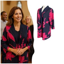 Chico s Travelers Open Front Bold Floral Print Blazer Size 3P / US 16 18 :