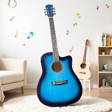 41-Inch Acoustic Beginner Guitar Set - Dreadnought, Cutaway, Capo, Tuner  Blue