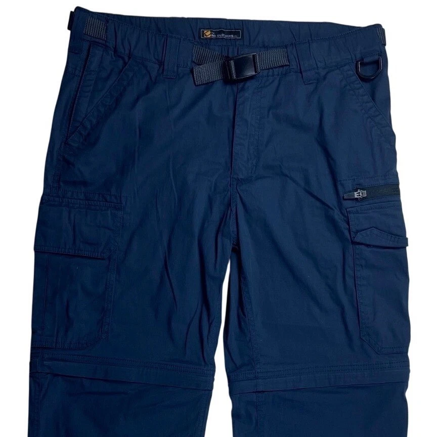 BC Clothing Co Mens Navy Blue Convertible Cargo Hiking Pants Size L x 32 Stretch