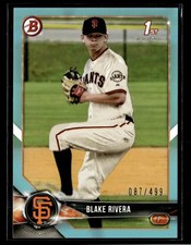 2018 Bowman Draft #BD-80 Blake Rivera Sky Blue #/499 Card San Francisco Giants