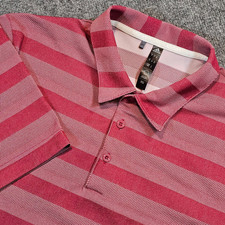 Adidas Golf Men's Medium Two-Color Striped Red Polo Shirt HF6111