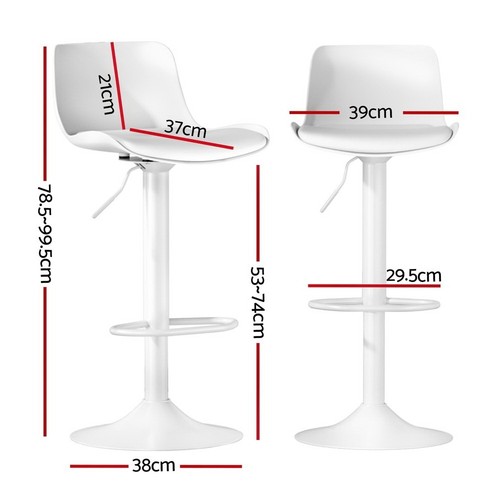 4x Artiss Bar Stools Kitchen Swivel Gas Lift Stool Leather Dining Chairs White - Picture 3 of 8
