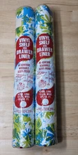 Vintage VINYL SHELF & DRAWER LINER Meadow Blue 1970s 13.5"x4 Yds Lot of 2