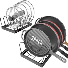 2PACK Lid Organizers for Kitchen, Pots and Pans Organizer Under Cabinet with ...