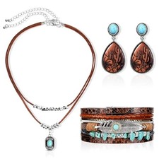 Misdary 3 Pcs Rustic Western Jewelry for Women Cowgirl Jewelry Set Style 1