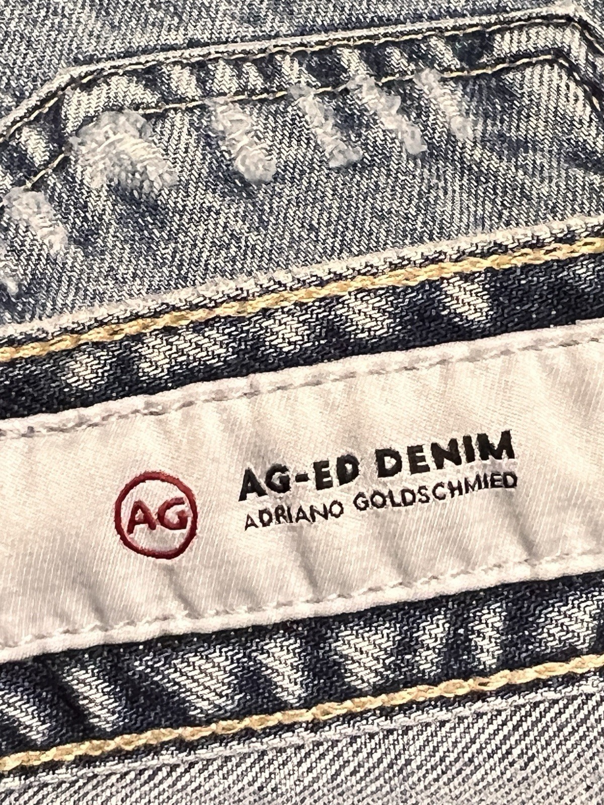 AG Adriano Goldschmied Thomas High Rise Straight Jeans Cuffed Distressed Sz 27R thumbnail 12