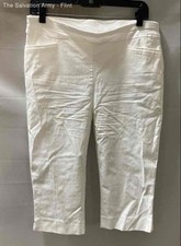 Chico's Womens White Flat-Front Pockets Straight Leg Capri Pants Size 10