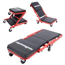 3-in-1 Car Creeper Folding Mechanic Stool Car Garage Head Padding 6x 360° Wheels
