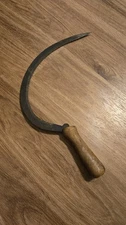 Antique Hand Scythe Sickle Farm Tool Harvest Knife Wood Handle