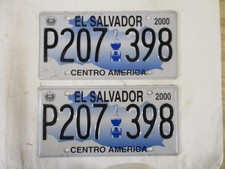 PAIR 2000  El Salvador CENTRO AMERICA License Plate Tag   SP