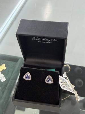Effy 14k Weißgold Tansanit Diamant Ohrstecker mit Etikett