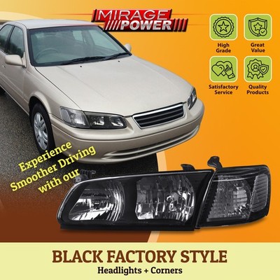 For 2000 2001 Toyota Camry XV20 Black Head Light Clear Signal Lamp Left & Right