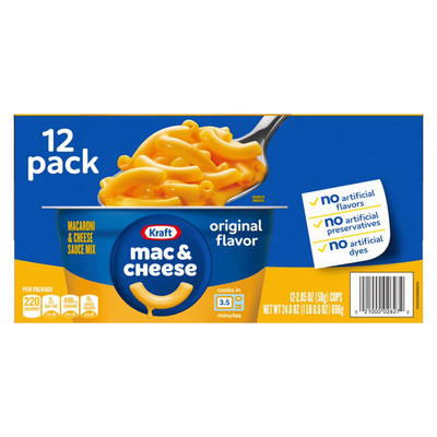 Kraft Original Macaroni and Cheese Easy Microwavable Dinner, 2.05 oz., 12 pk.