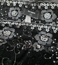 Black and Silver Sequined Fringed Scarf