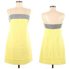 LBV. Women's Lemon Crepe Crystal Sequin Spaghetti Strap Mini Dress Sz 0 NWt 298