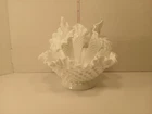 Vintage Ruffled Fenton White Hobnail 3 Horn Trumpet Vase Epergne apartment sized