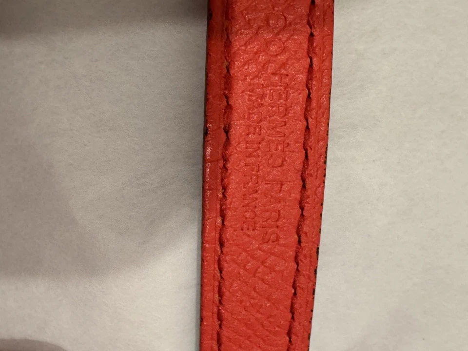 Cinturón Hermes Rojo y Naranja Ajustado Cuero Epsom Hebilla Dorada Foto 4 de 4