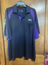 FedEx uniform shirt Men’s 2XL Shorts Sleeve, Arm & Chest Logo Black/Purple