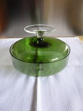 Glas Schale mit Deckel Bonbonniere 13,5 + 12,5 cm  Anbietschale 60er Gralglas?