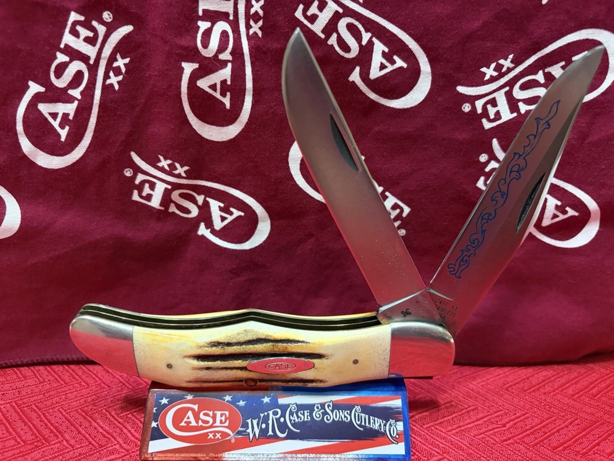 Case XX Stag/Antler Handle Blue Collectible Folding Knives for