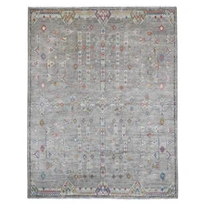 9'1"x11'5" Gray Moroccan Berber Influence Wool Hand Knotted Oriental Rug G20740