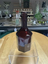 5137 Vtg 1971 Wheaton Ruby Red Glass Bottle 8 Panel Octagon 