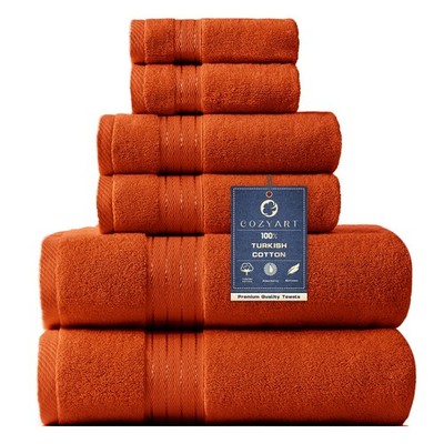 COZYART Burnt Orange Bath Towel Set for Bathroom Turkish Cotton Thick Soft Ab...