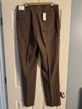 Austin Reed Pants Mens Size 36 Unhemmed Brown Polyester/Wool Dress Trousers New