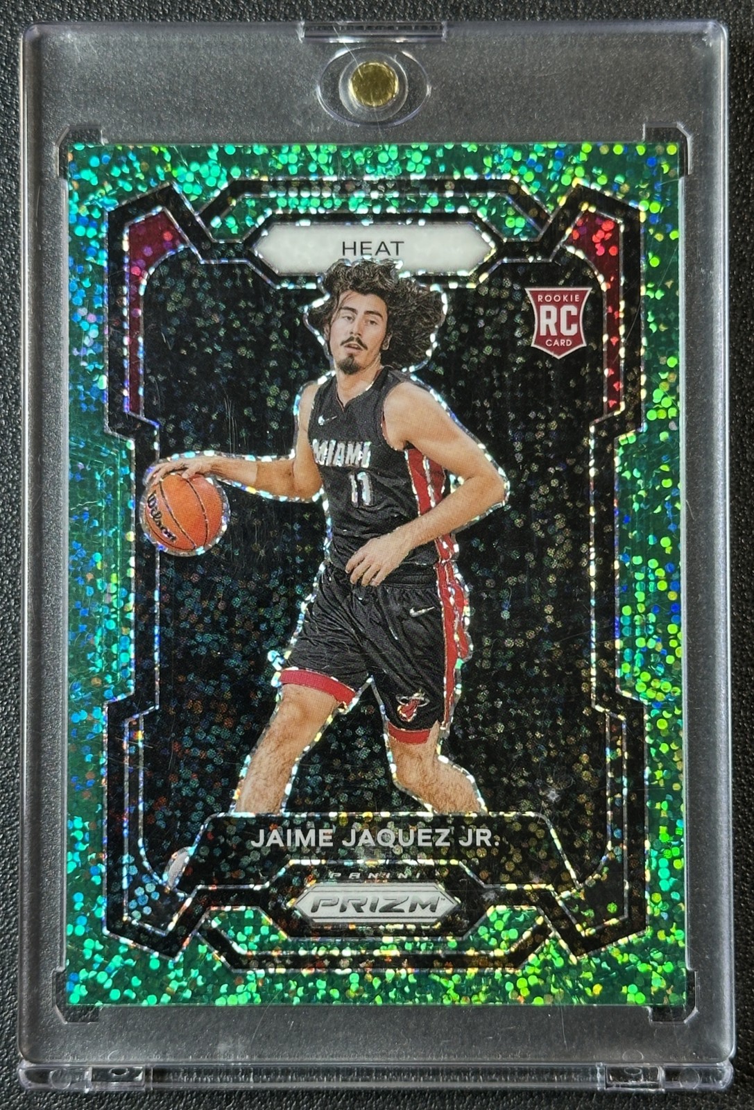JAIME JAQUEZ JR. 2023-24 PANINI PRIZM #137 ROOKIE GREEN SPARKLE RC 5/8 HEAT