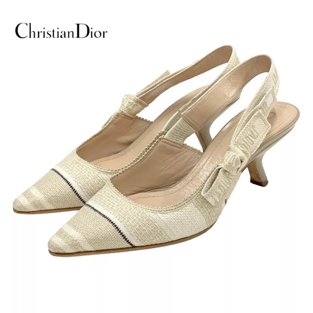 Escarpins Christian Dior JADIOR beige blanc tissu femme pointure 35 occasion