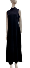 Vintage Maxi Black Dress Velvet Goth Neckline Spandex Stretch Ronni Nicole 14 L