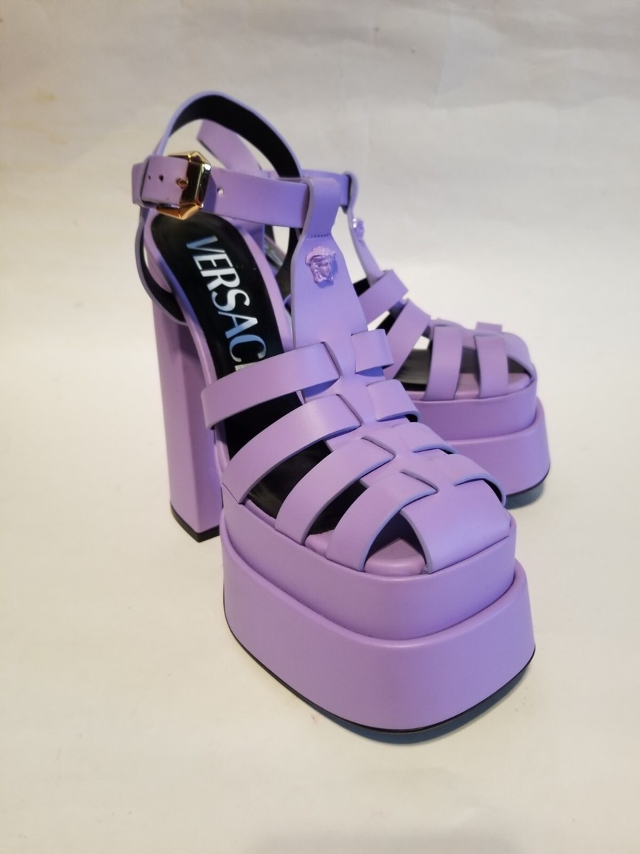 VERSACE La Medusa Sky High Platform Fisherman Sandal Lilac