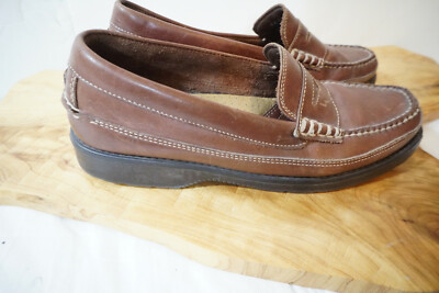 BASS Brown TRADER Leather Penny Loafers Shoes Men display picture 3