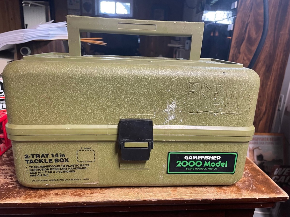 Vintage Sears Gamefisher Plastic Tackle Box 14" Fishing Avocado Green | eBay