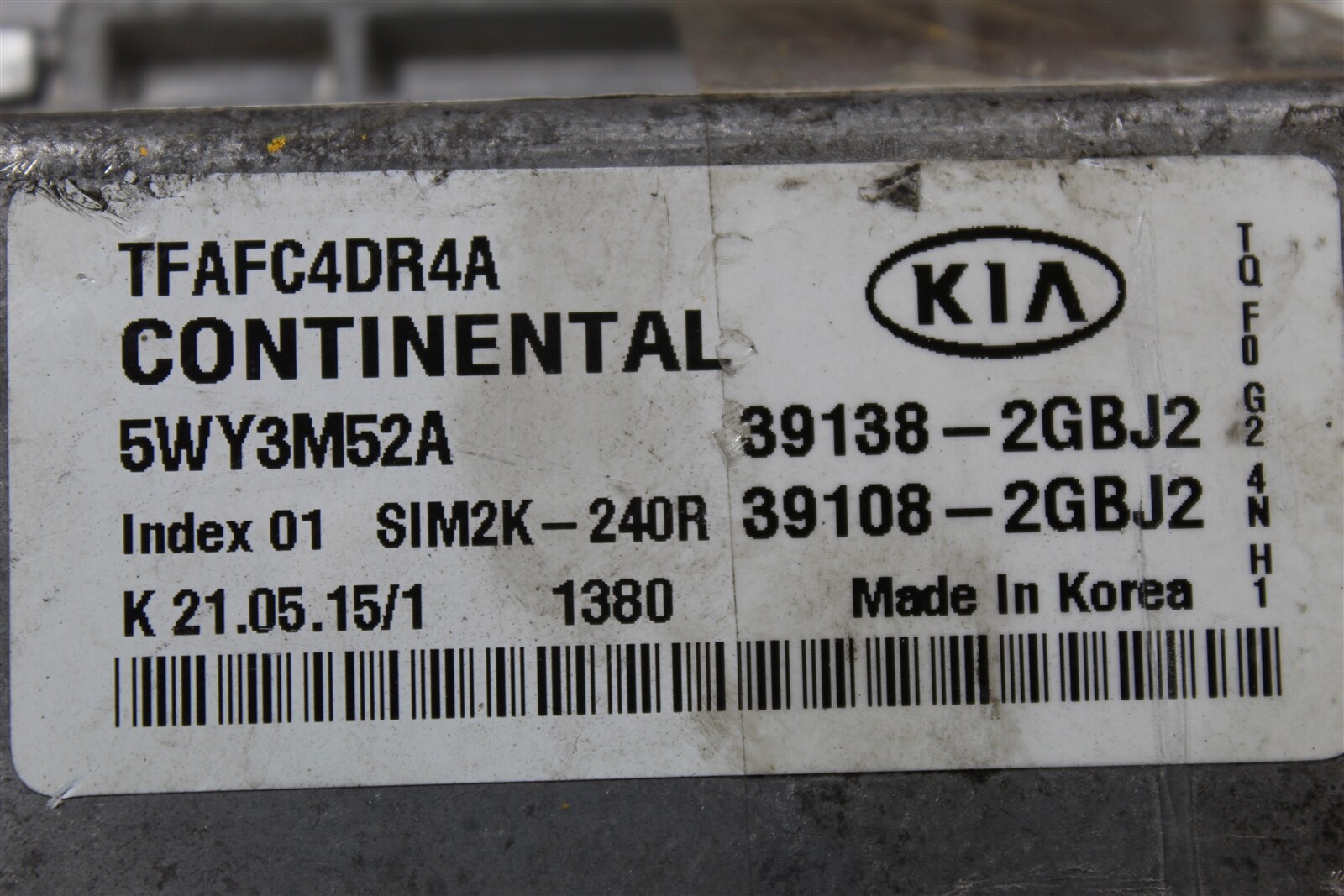 ECU ECM Computer Kia Optima 2015 15 391082GBJ2 971928 for sale 