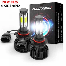 10000K 9012 HIR2 LED Headlight Bulbs Kit High Low Beam Super Bright Combo White