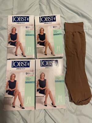 4 Pr Jobst Women UltraSheer Support Compression Knee High Stockings 8-15 mmHg Lg