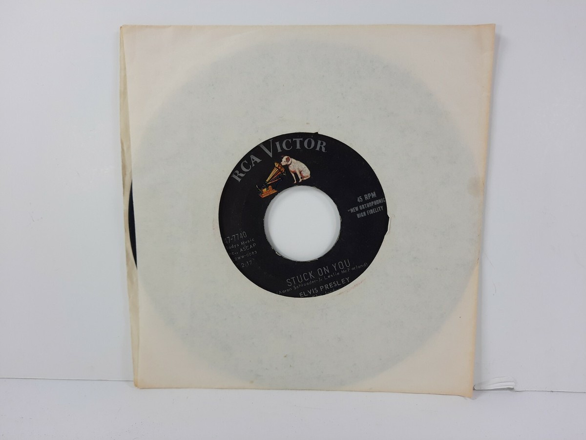 elvis presley stuck on you vinyl 45 record fame & fortune