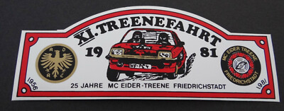 Werbe-Aufkleber XI. 11. Treenefahrt 1981 MC Eider Treene Friedrichstadt ADAC SH