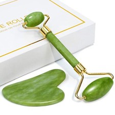 Gua Sha Facial Tool  Jade Roller Set for Reduce Puffiness Reduce Wrinkles GREEN