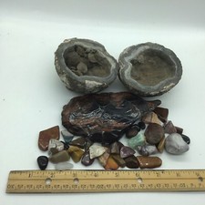 Lapidary Stone Lot Some Cut One Geo And Obsidian