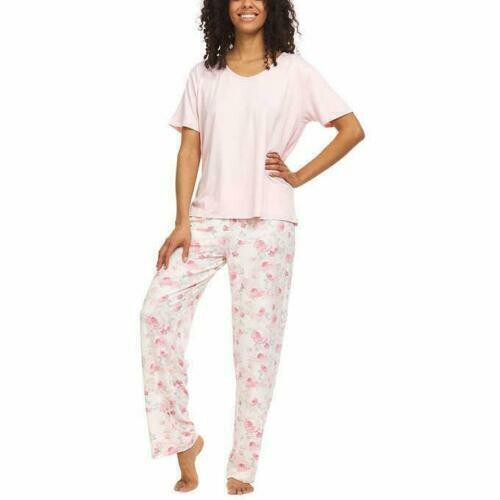 Flora Nikrooz, 3 Pc - Sleepshirt, V-Neck Tee + Pant PJ Set - PINK - XXL - Picture 1 of 4