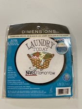 Dimensions Counted Cross Stitch Kit "Laundry Today or Naked Tomorrow" 6" Hoop