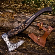 Hacha vikinga hecha a mano personalizada de acero al carbono hacha Tomahawk hacha de lanzar con funda