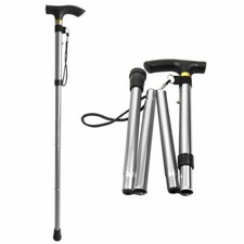 Image of Walking Stick Aluminium Lightweight Easy Folding Metal Non-Slip Adjustable Cane