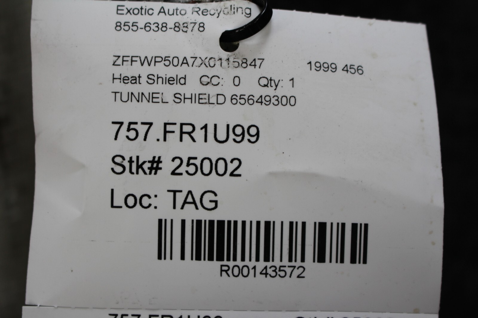 Ferrari 456 M, Torque Tube Heat Shield, Dmg, Used, P/N 65649300
